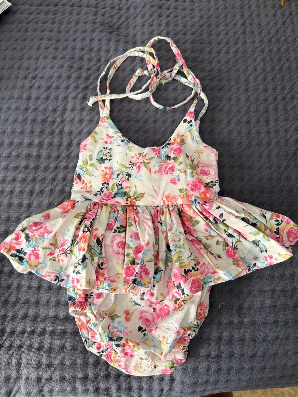 Floral Pink Ruffled Baby One-Piece Bodysuit